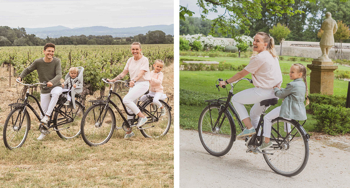 Lors de balade en vélo, les vignobles permettent de profiter d’une vue dégagée sur la campagne et les montagnes au loin.