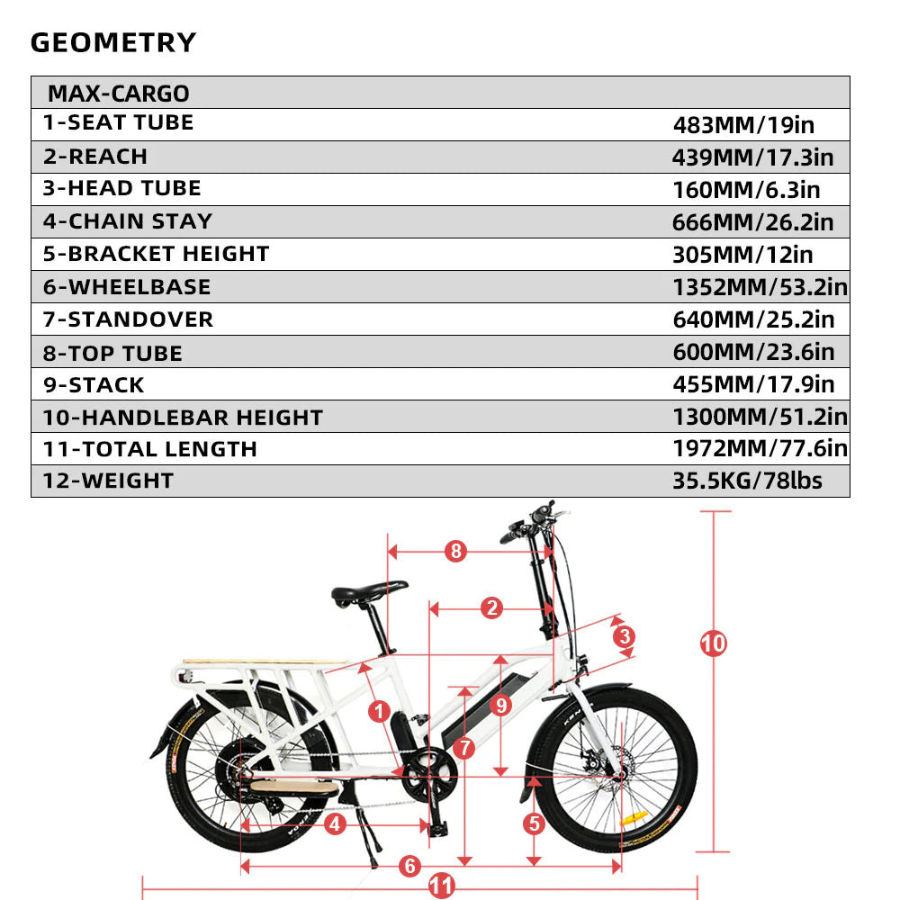 EUNORAU|48V MAX-CARGO For Family Wagon or Ubereats Delivery Using-ebikehaul