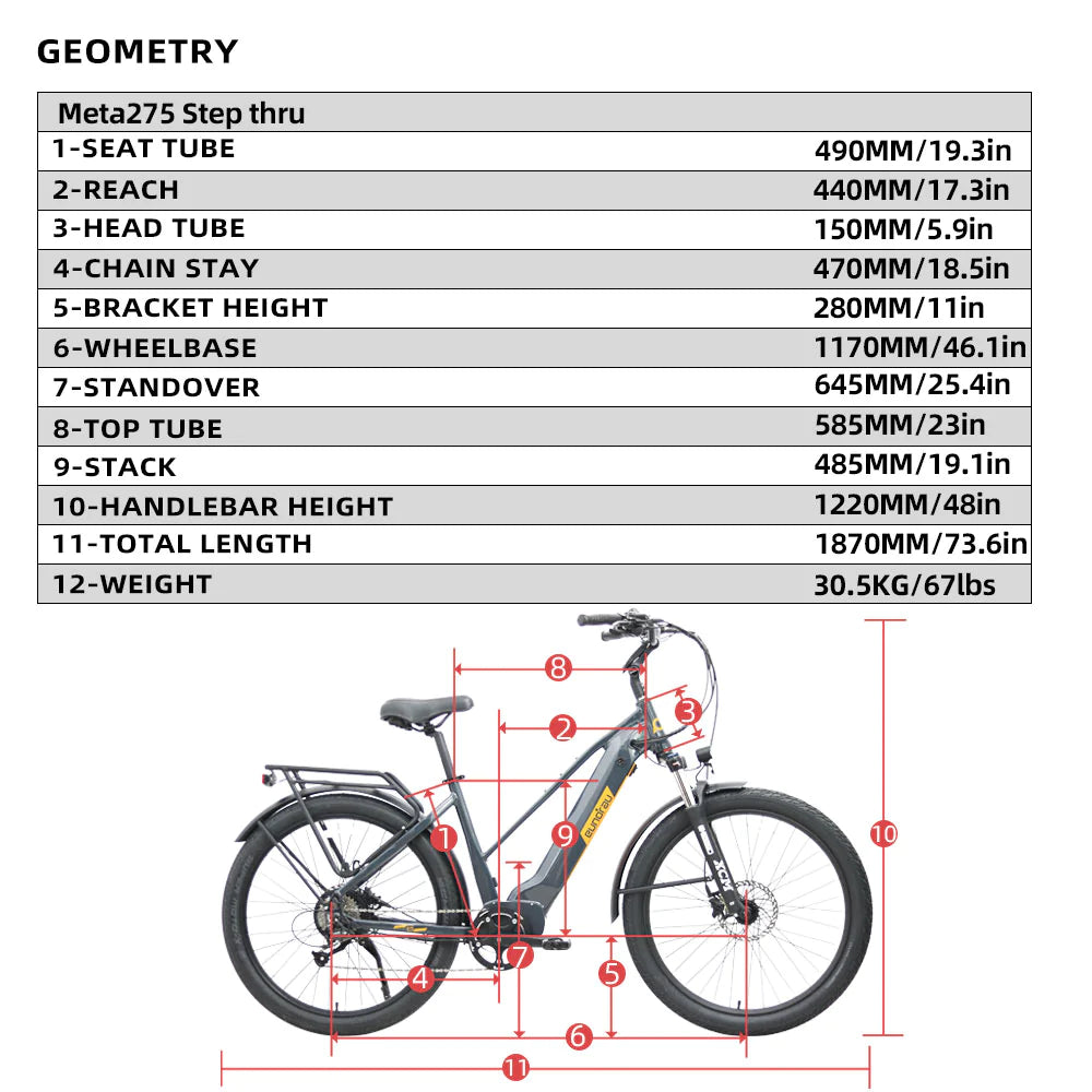 EUNORAU|META275 Dual Battery 500W 48V Cruiser Electric Bike-ebikehaul