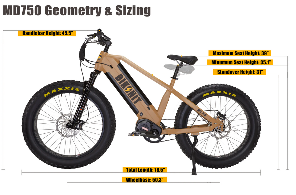 WARTHOG MD750 Sand Yellow Fat Tire All-Terrain Mid-Drive Hunting & Fishing Electric Bike| BIKONIT