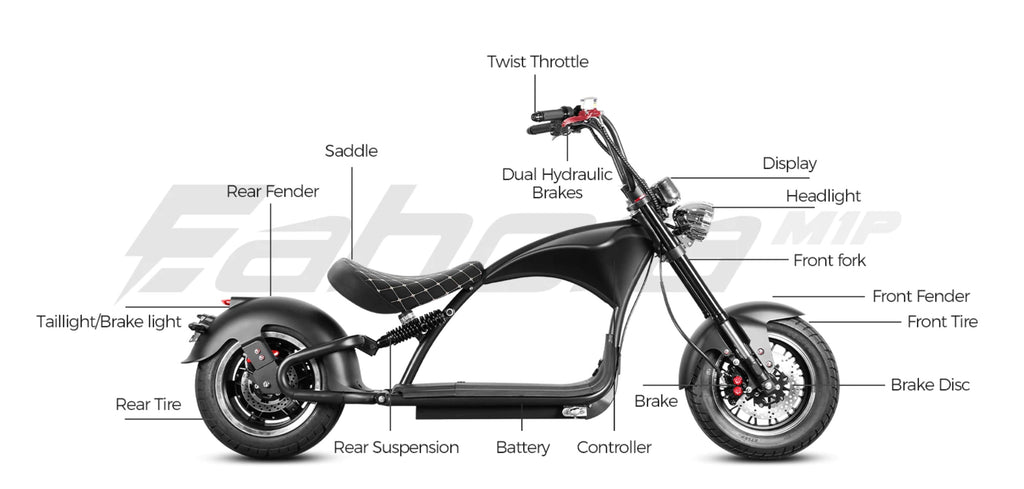 Eahora M1P EMARS 2000W 37MPH Electric Fat Tire Scooter Chopper-ebikehaul