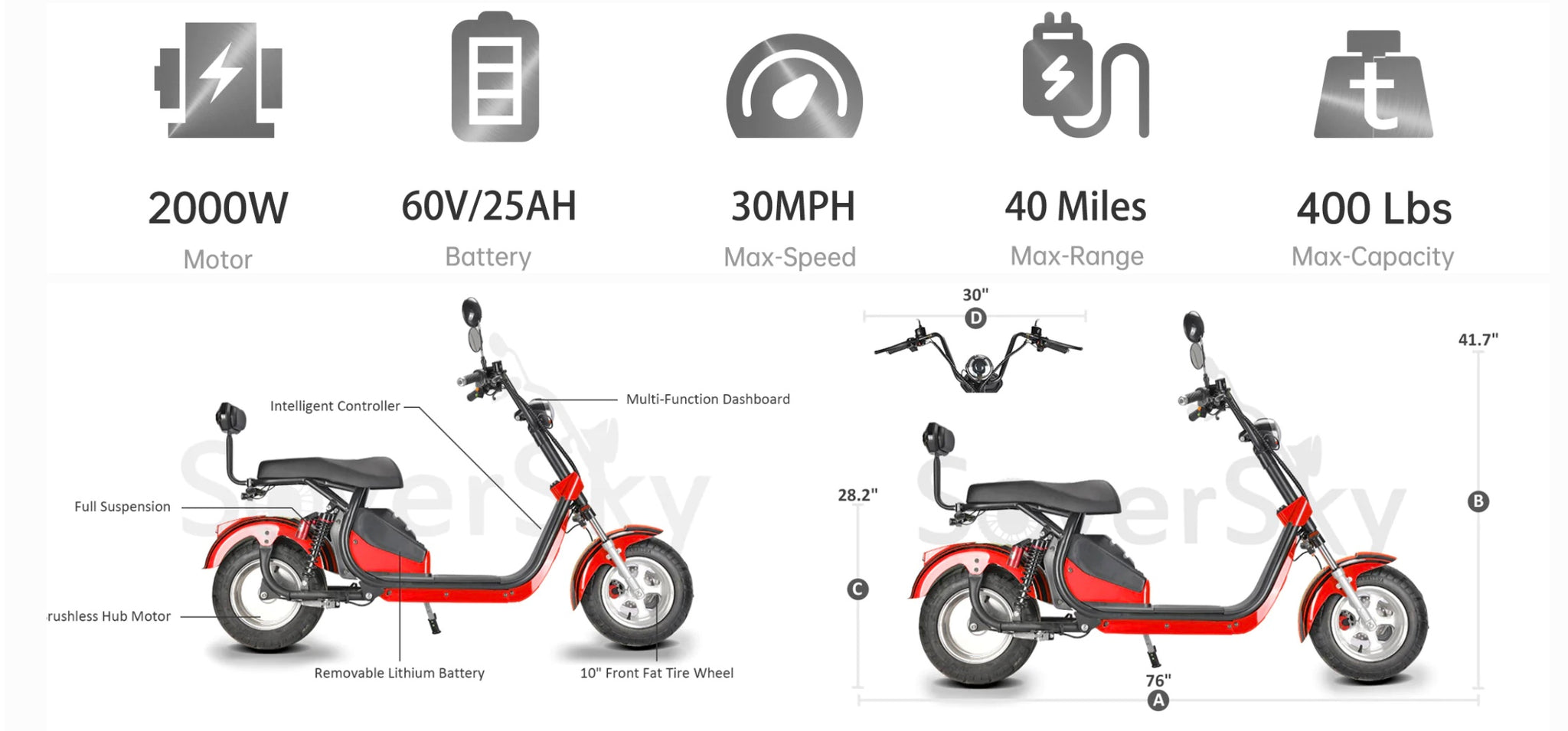 2000W Electric Big Wheel Scooter SL2.0