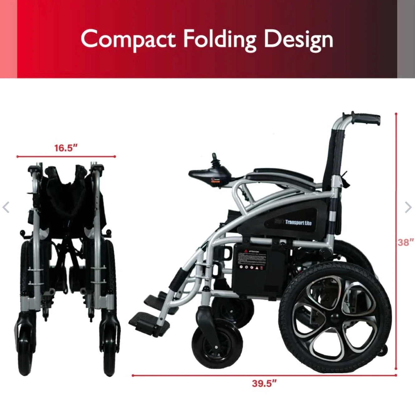 Zip'r Transport Lite Folding Electric Wheelchair