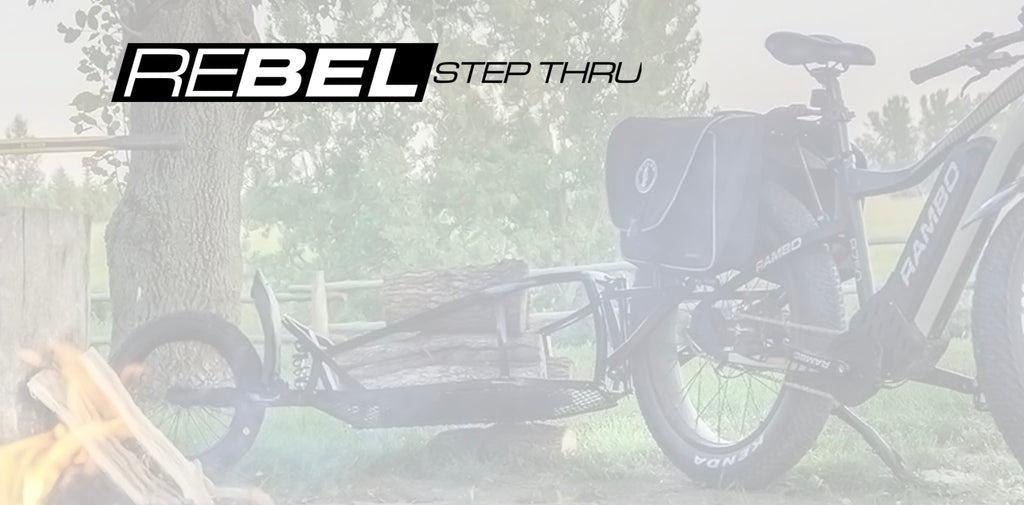 RAMBO REBEL Step Thru 1000W 28 mph Hunting Fat Tire Electric Bike-ebikehaul