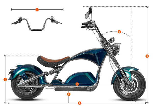 Eahora M1PS Plating 4000W 72V 40Ah Electric Fat Tire Scooter Chopper-ebikehaul