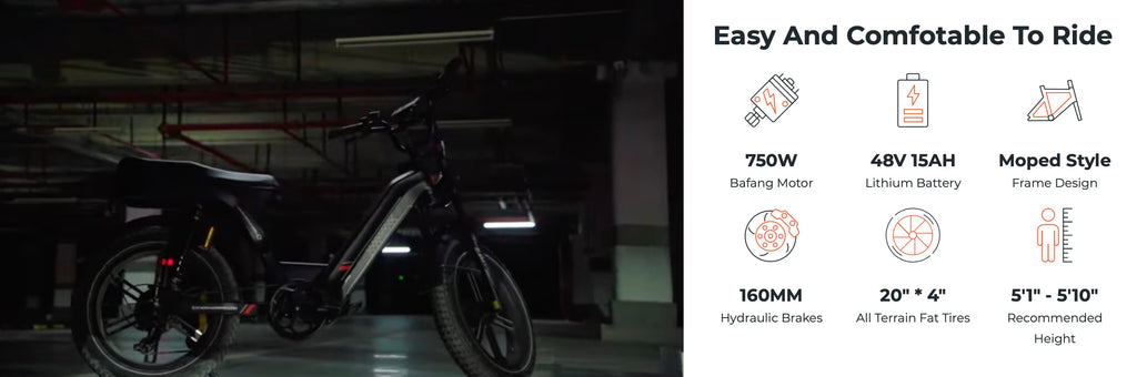 Eahora X9 | 750W 48V 15Ah Moped Style Electric Bike-ebikehaul
