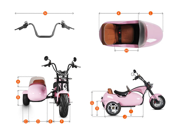 Eahora M1P 2000W Electric Fat Tire Scooter Chopper + Sidecar-ebikehaul