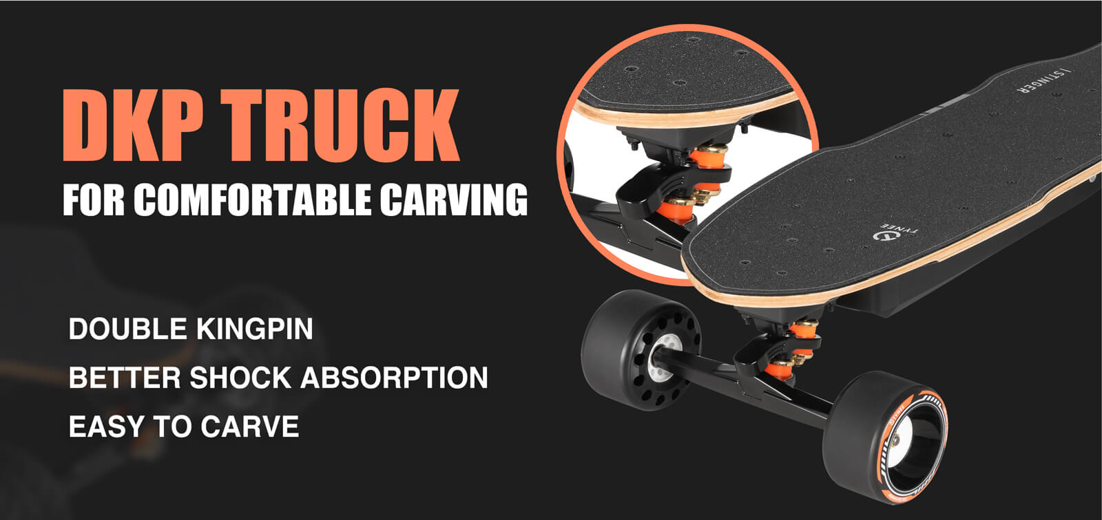 Tynee stinger electric skateboard double kingpin truck