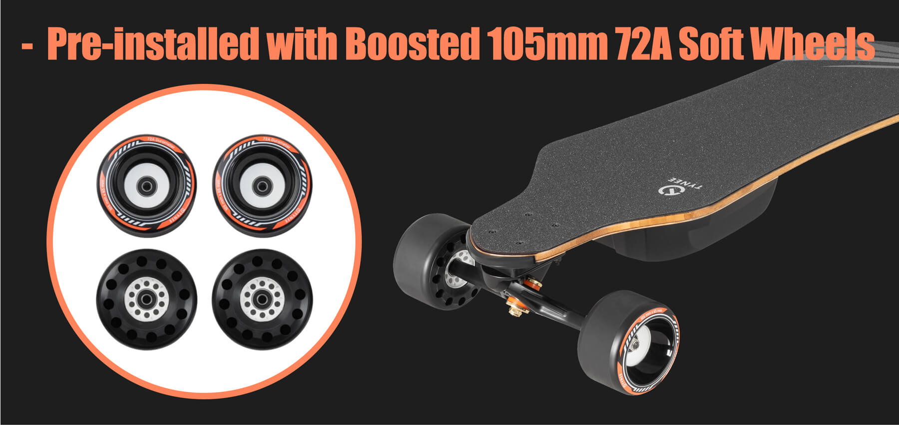 Tynee ultra x pro electric skateboard boosted 105 soft wheels