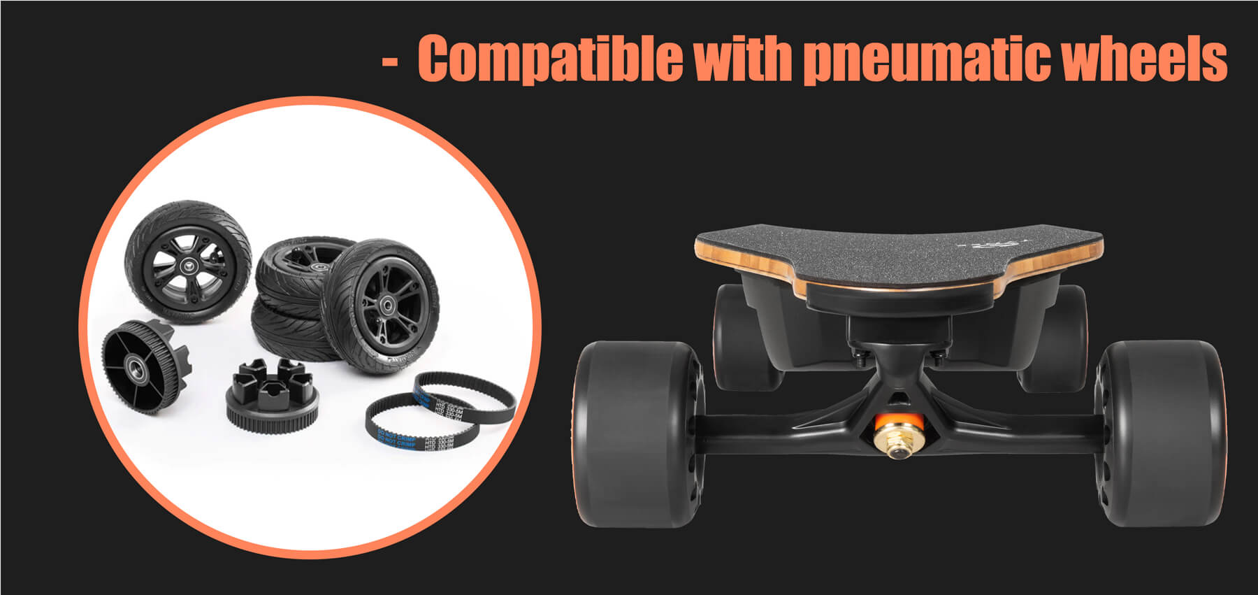 Tynee ultra x pro electric skateboard with off road wheels