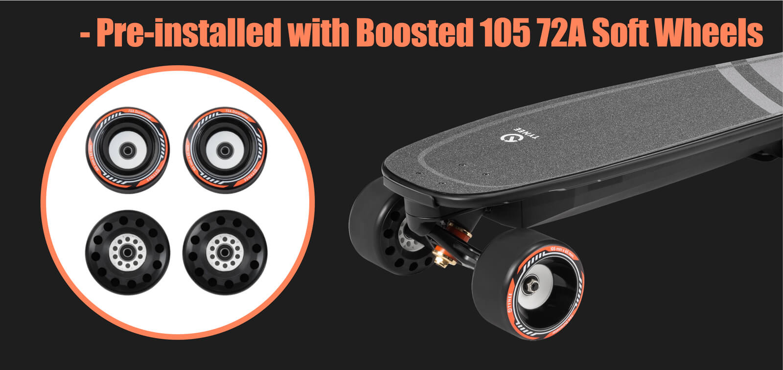 Tynee mini 3 pro electric skateboard with boosted 105 soft wheel