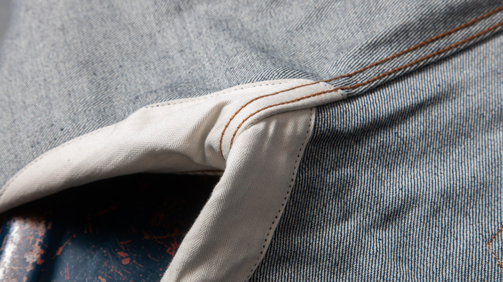 crotch protection of our Japanese selvedge jeans, a unique field of maneuvers signature