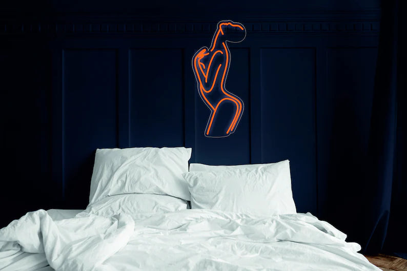 woman silhouette neon light