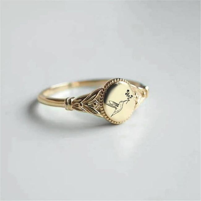 925 Sterling Silver Hummingbird Ring Bird and Flower Ring Bee Ring Christmas gift Bird Ring