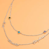 Personalized Layered Name Necklace With Birthstones 1-3 Names and Birthstones