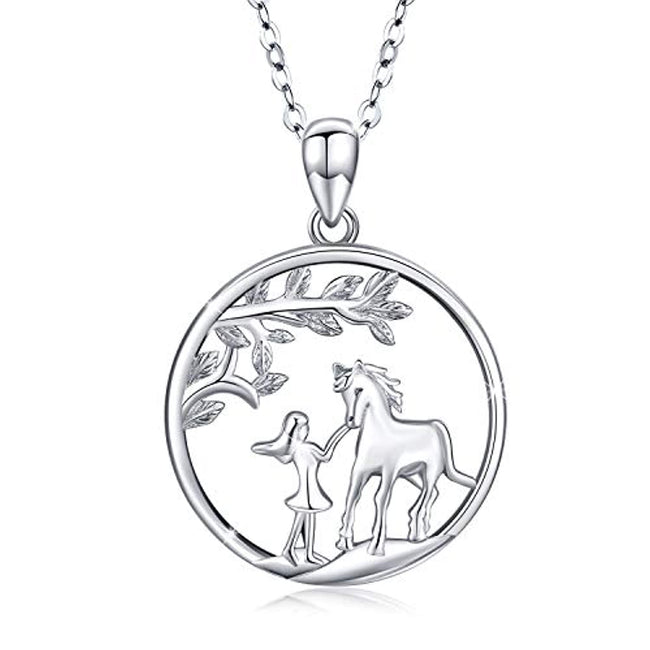 Horse Necklace for Women 925 Sterling Silver Tree of Life Jewelry 2020 Graduation Birthday Gifts for Daughter Sister Granddaughter Animal Necklace Romanticwork Jewelry 
