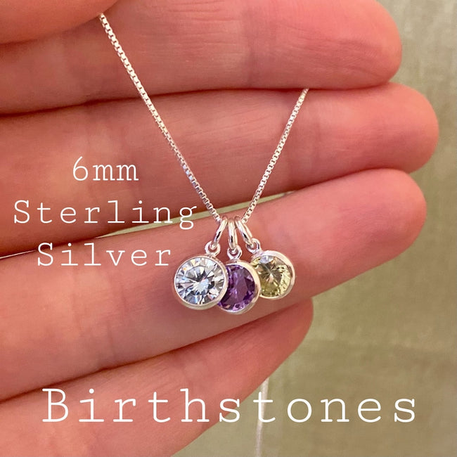 Sterling Silver Highest Quality Birthstone Charm - AAA CZ 0.925 Silver - Open Jumpring for Bracelet Necklace Gift Girls Women Mom