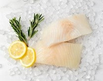 Raw halibut fillets