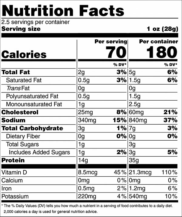 Peppered Jerky nutrition label