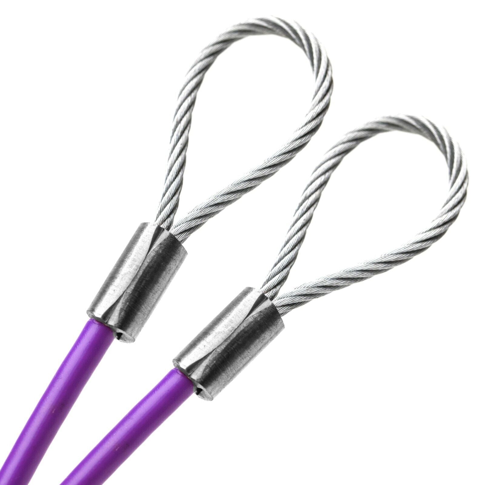 93ft Order To Size 3/16 Galvanized Steel Cable PURPLE Vinyl Coated To 1/4 With Loop Size Made To Order In USA