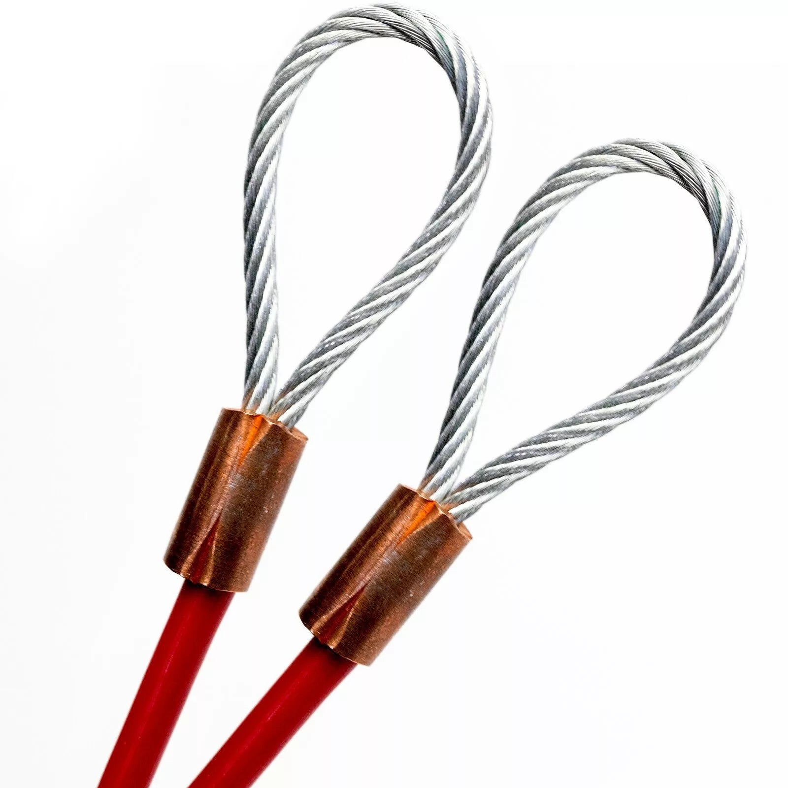 94ft Cut To Size 3/16 Galvanized Steel Cable RED Vinyl Coated To 1/4 Loop Size With Copper Sleeves MADE IN USA
