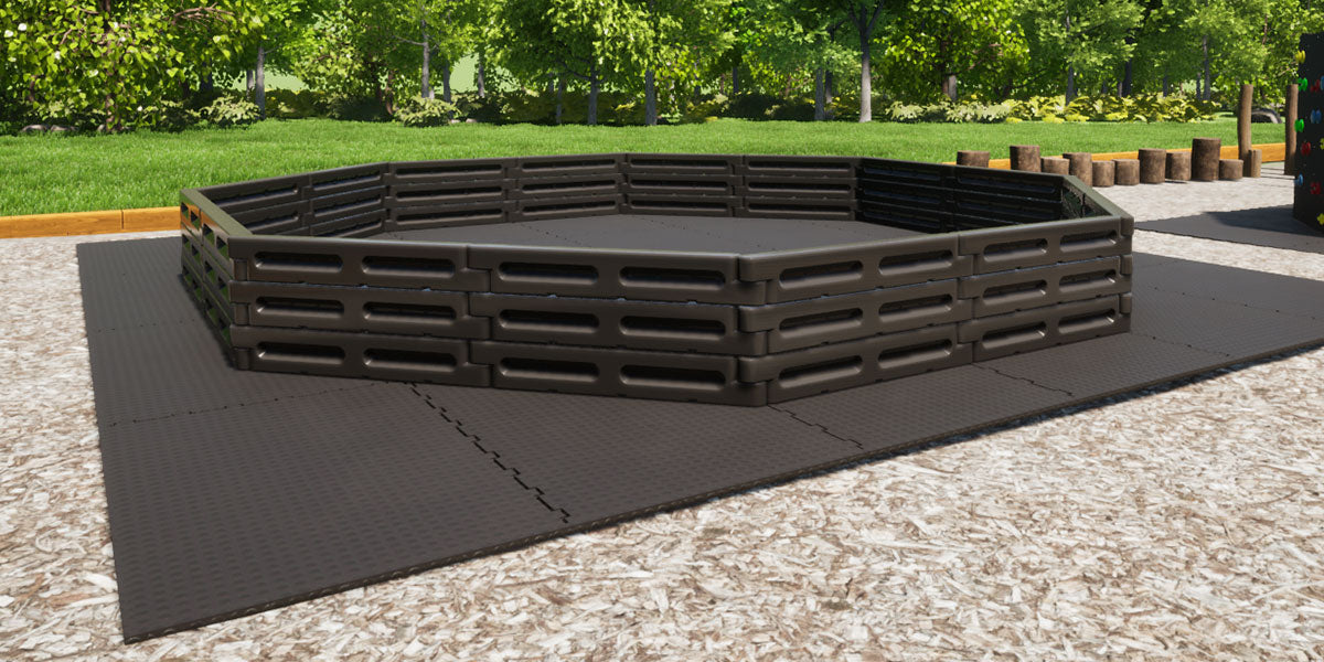 Rubber flooring kit for gaga ball pit