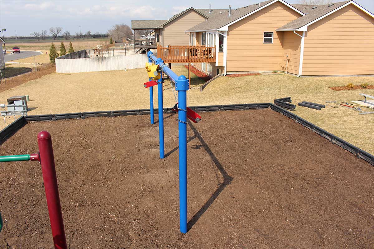 Playground rubber mulch grading and drainage