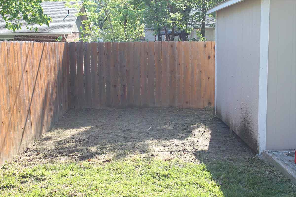 Strip the sod the raised garden beds will be installed in