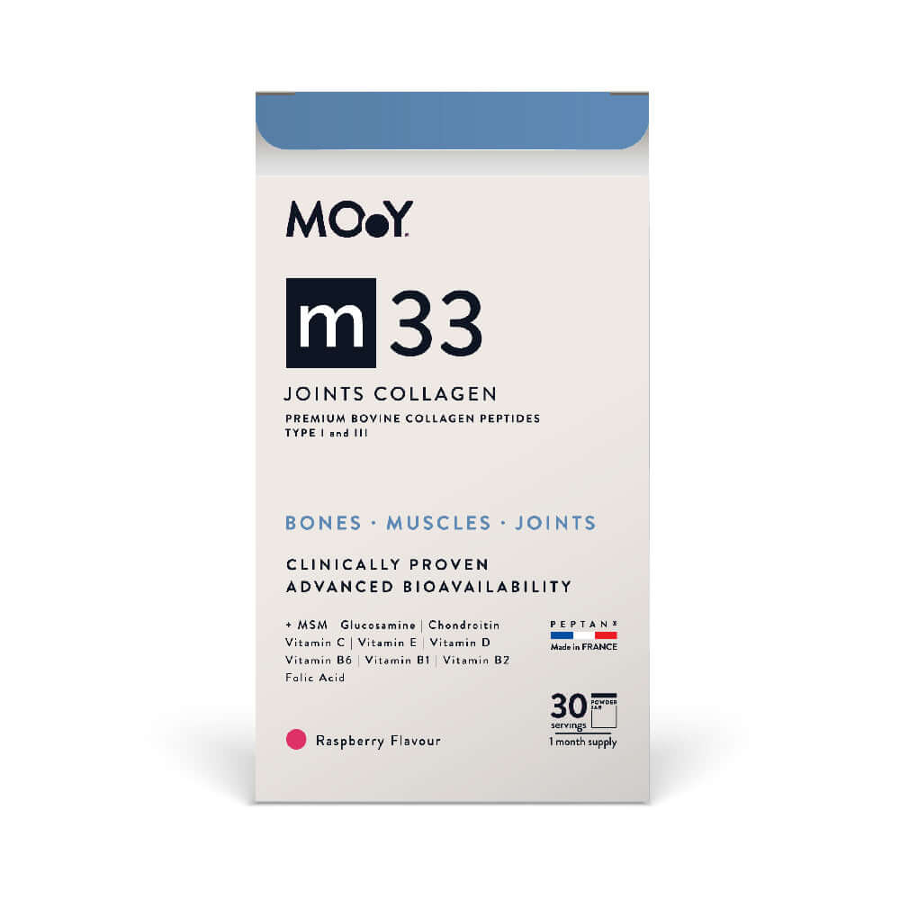 m33 Colagen bovin articulatii, aroma zmeura, Molecules of Youth, 390 g, 30 portii, natural