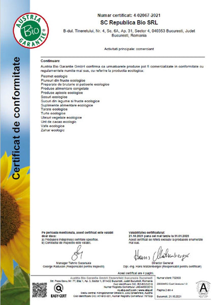 Certificat Republica BIO engleza