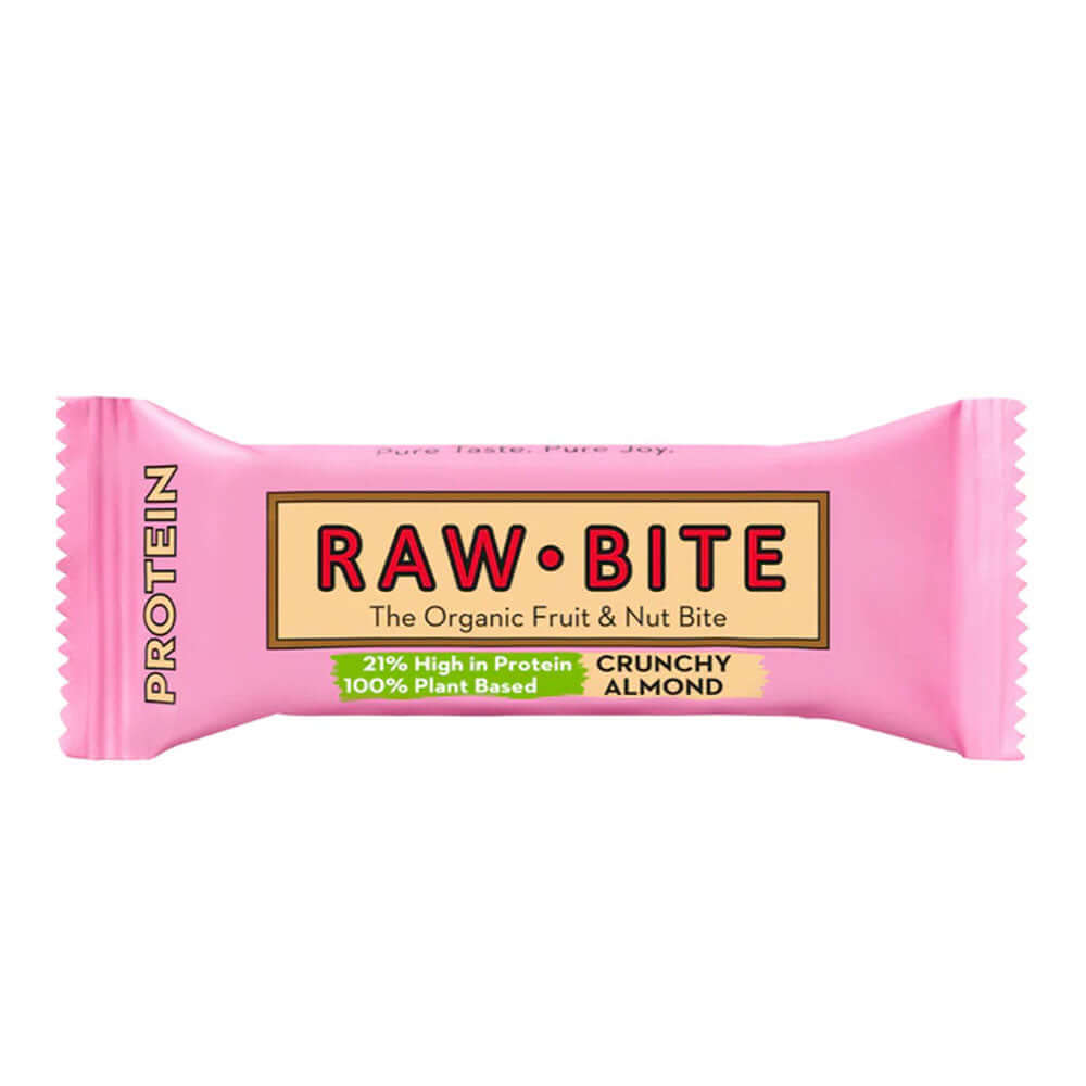 Baton proteic fara gluten Raw-Bite Migdale crocante, bio, 45g