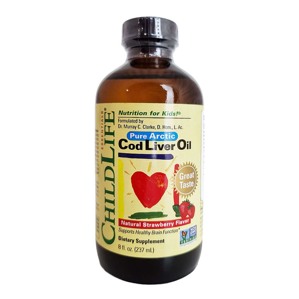 Cod Liver Oil (gust de capsune) ChildLife Essentials, 237 ml, natural, Secom