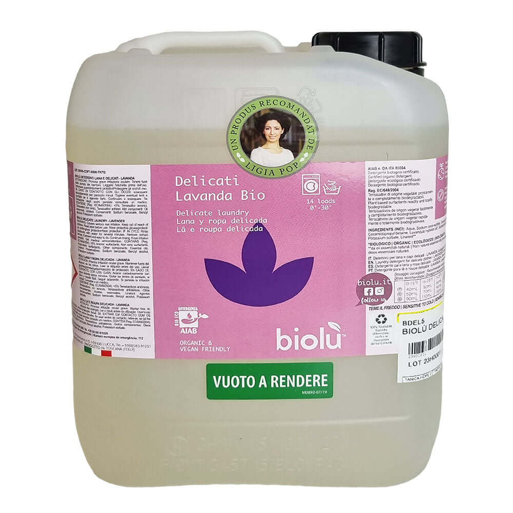 Detergent lichid pentru rufe delicate si hainutele copiilor Biolu, bio, 5 l