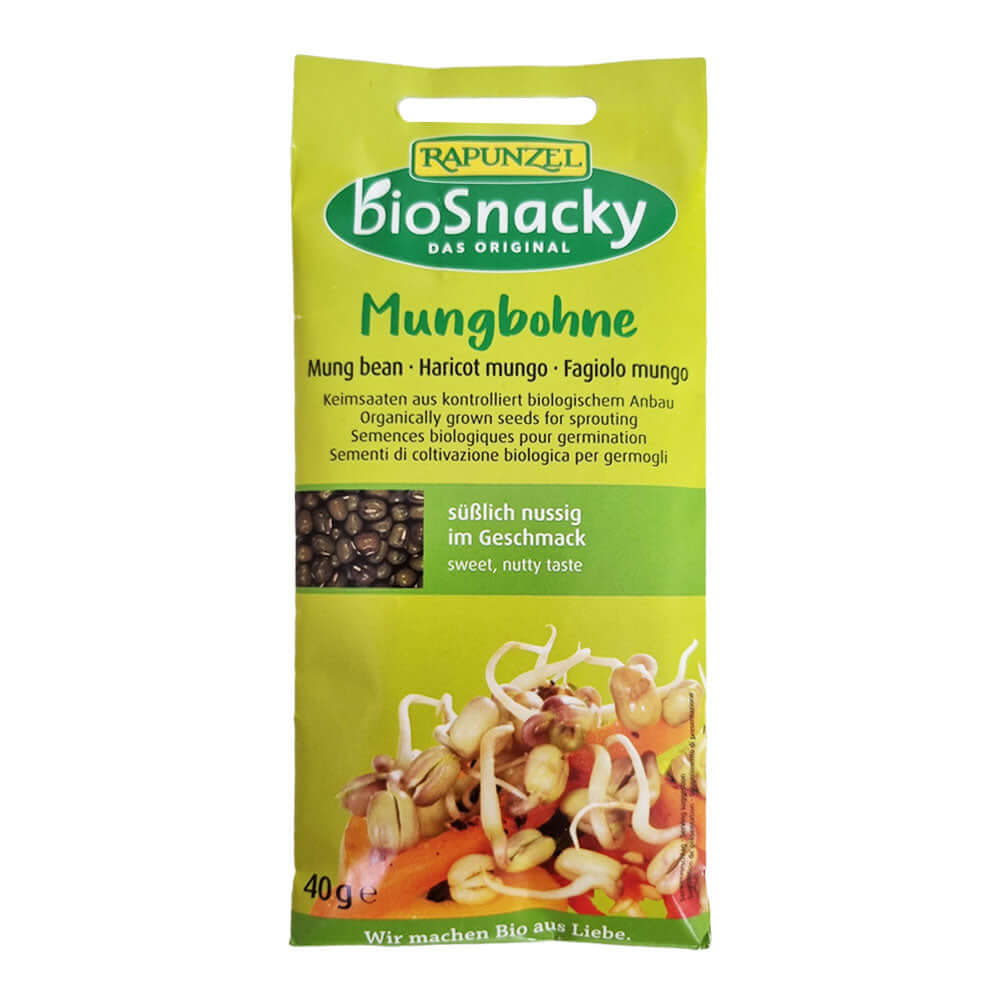 Seminte de fasole Mung pentru germinat, Rapunzel BioSnacky, bio, 40 g, ecologic