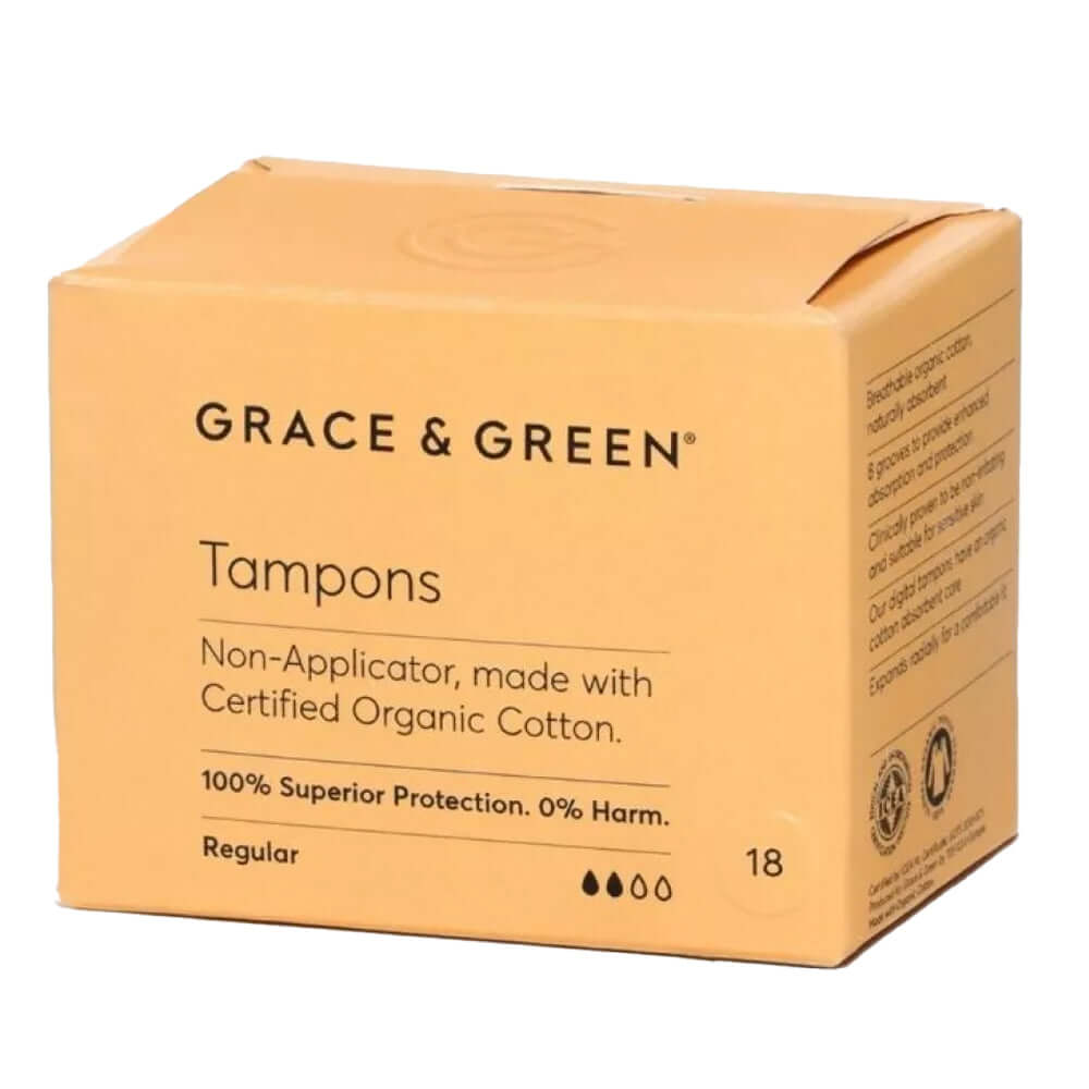 Tampoane bumbac organic fara aplicator Normal Grace and Green, 18 buc