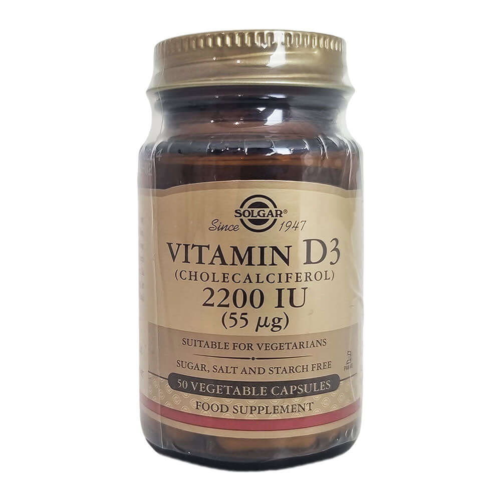 Vitamina D3 (Colecalciferol) 2200IU 50 capsule, Solgar, natural