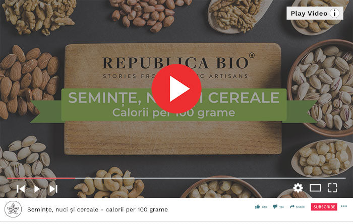 Seminte, nuci si cereale - calorii per 100 grame - Video Republica BIO