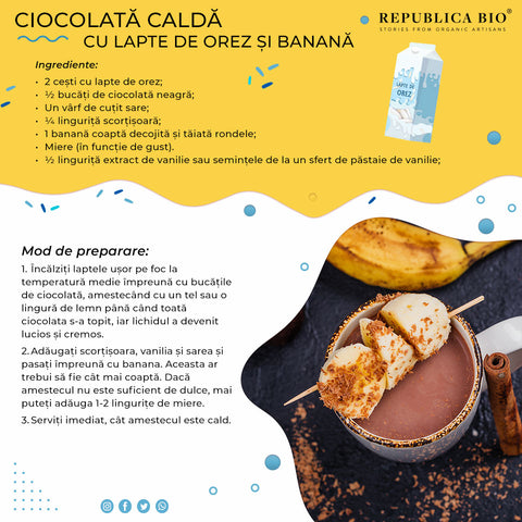 Ciocolată caldă cu lapte de orez și banană - Republica BIO