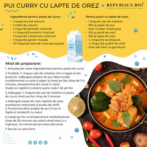Pui curry cu lapte de orez - Republica BIO