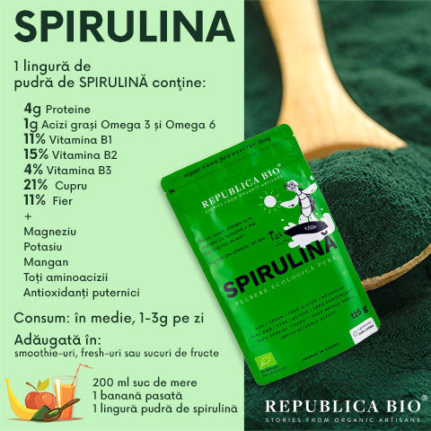 Spirulina, pulbere ecologica pura Republica - Republica BIO