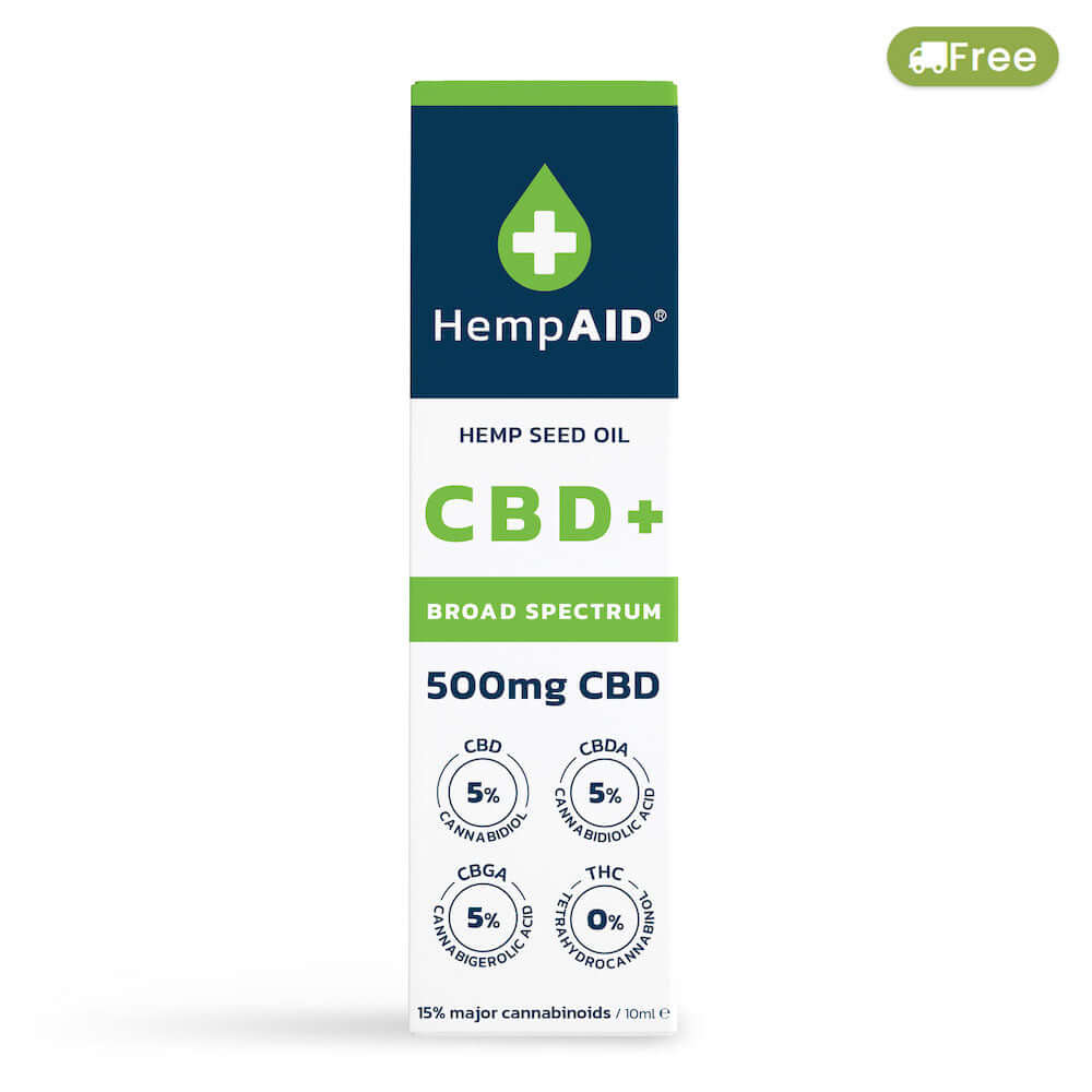 Ulei de canepa cu 500mg CBD, 500mg CBDA, 500mg CBGA, broad spectrum, HempAID, natural, 10ml