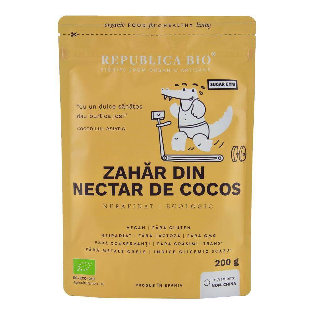 Zahar din nectar de cocos, nerafinat, ecologic, pur, Republica BIO, 200 g