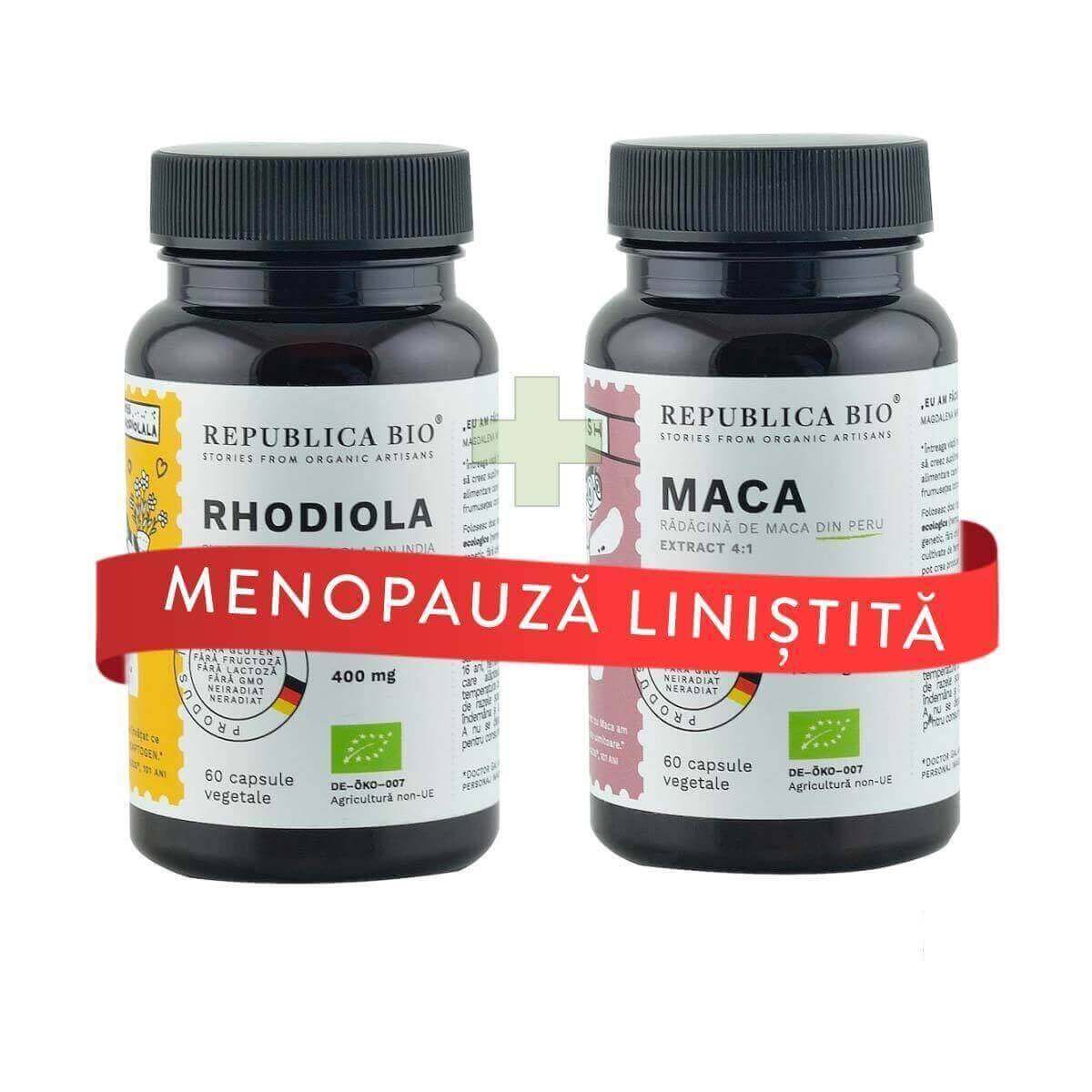 MENOPAUZA linistita, pachet promotional (Maca + Rhodiola), BIO, RAW, VEGAN, ecologic