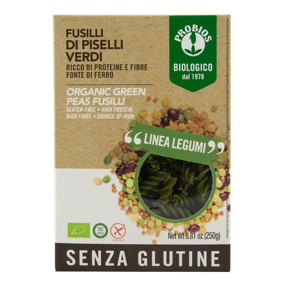 Fusilli fara gluten din mazare verde, Probios, bio, 250 g