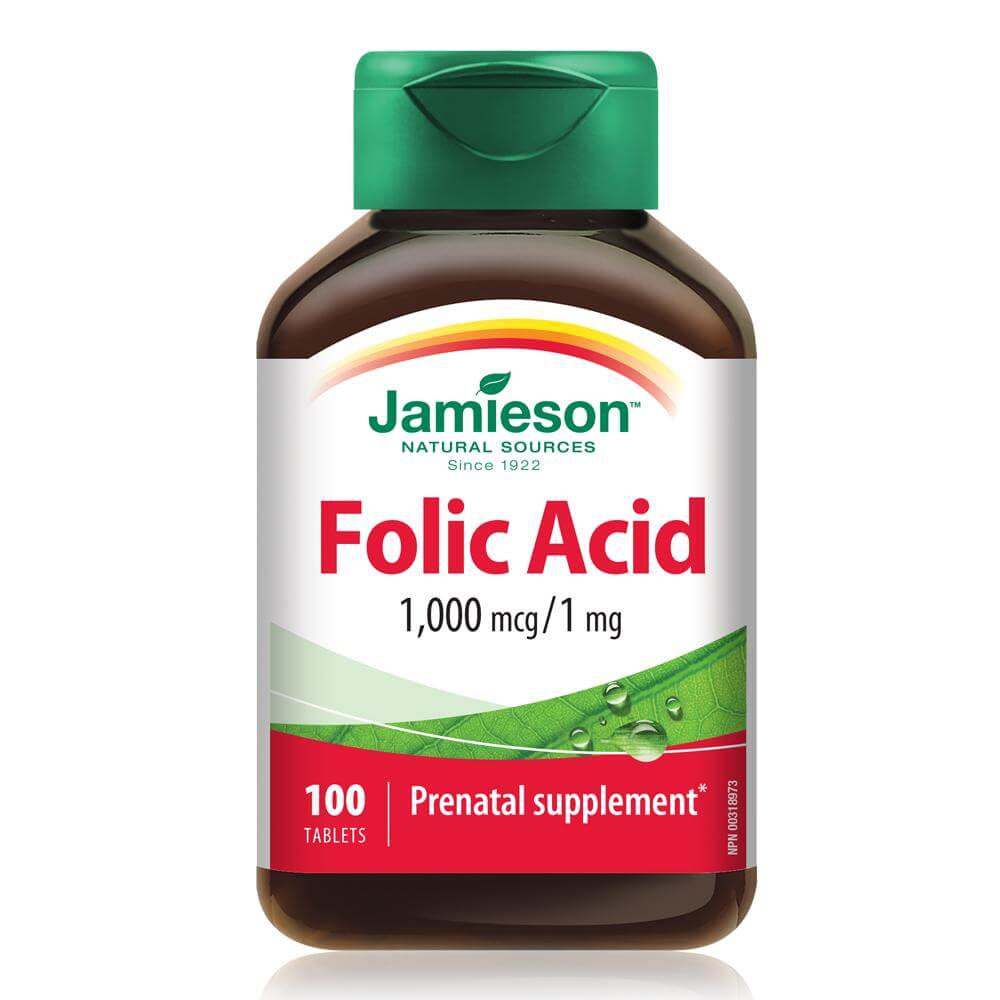 Acid folic 1mg 100 tablete Jamieson, natural