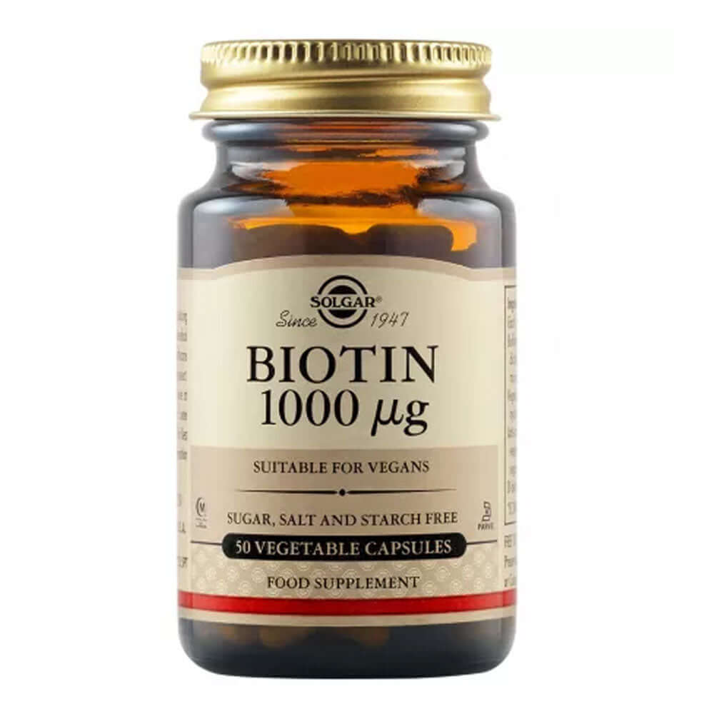 Biotin (Biotina/Vitamina B7) 1000mcg 50 capsule, Solgar, natural