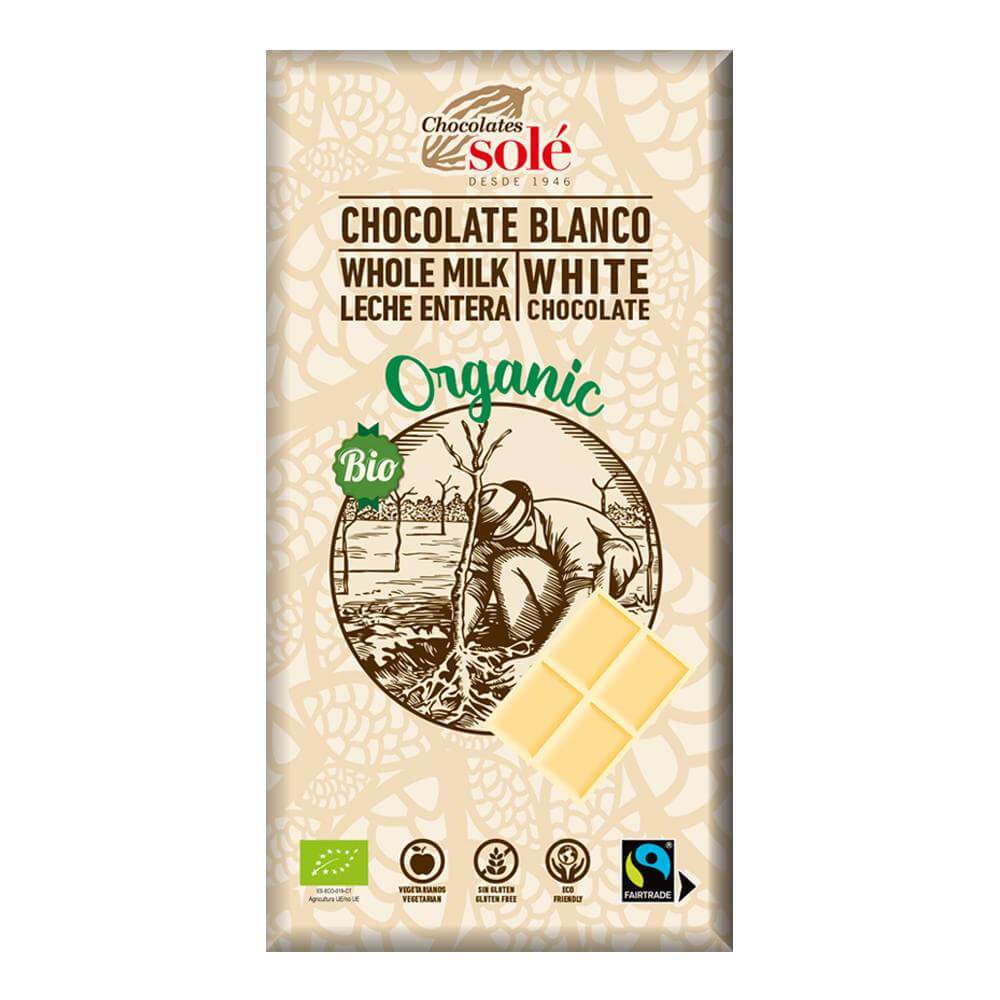 Ciocolata alba Chocolates Sole, bio, 100g