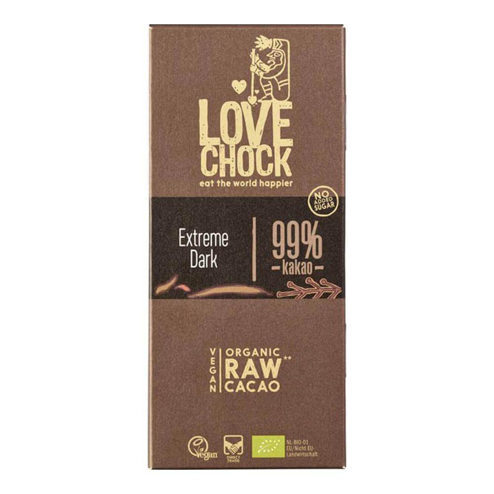 Ciocolata RAW VEGANA extreme dark 99% cacao Lovechock, bio, 70 g