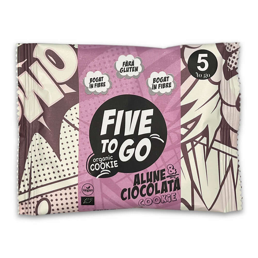 Cookie cu alune si ciocolata FARA GLUTEN, FIVE TO GO, bio, 40g