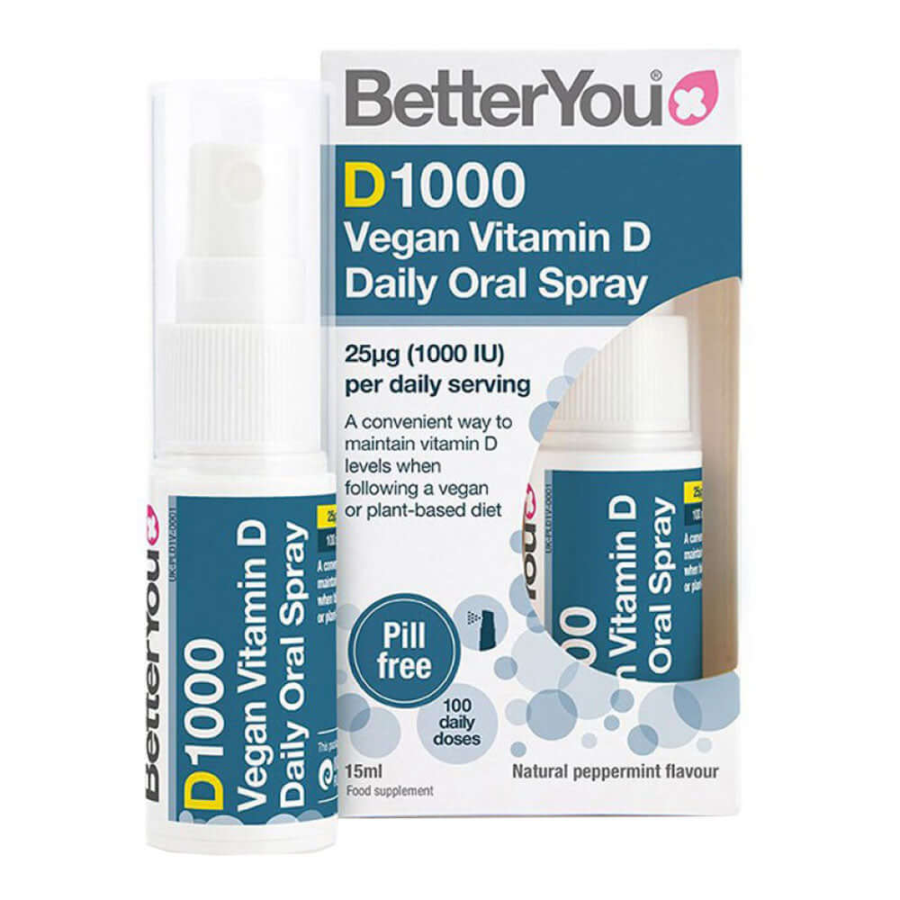 D1000 Vegan Spray Oral cu Vitamina D3 1000 IU Vegana BetterYou, 100 doze zilnice, 15 ml, natural